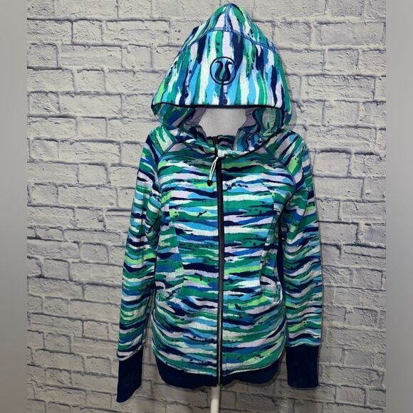 Lululemon scuba hoodie III seven wonders jacket size 6 multi hero blue full zip - Picture 1 of 14